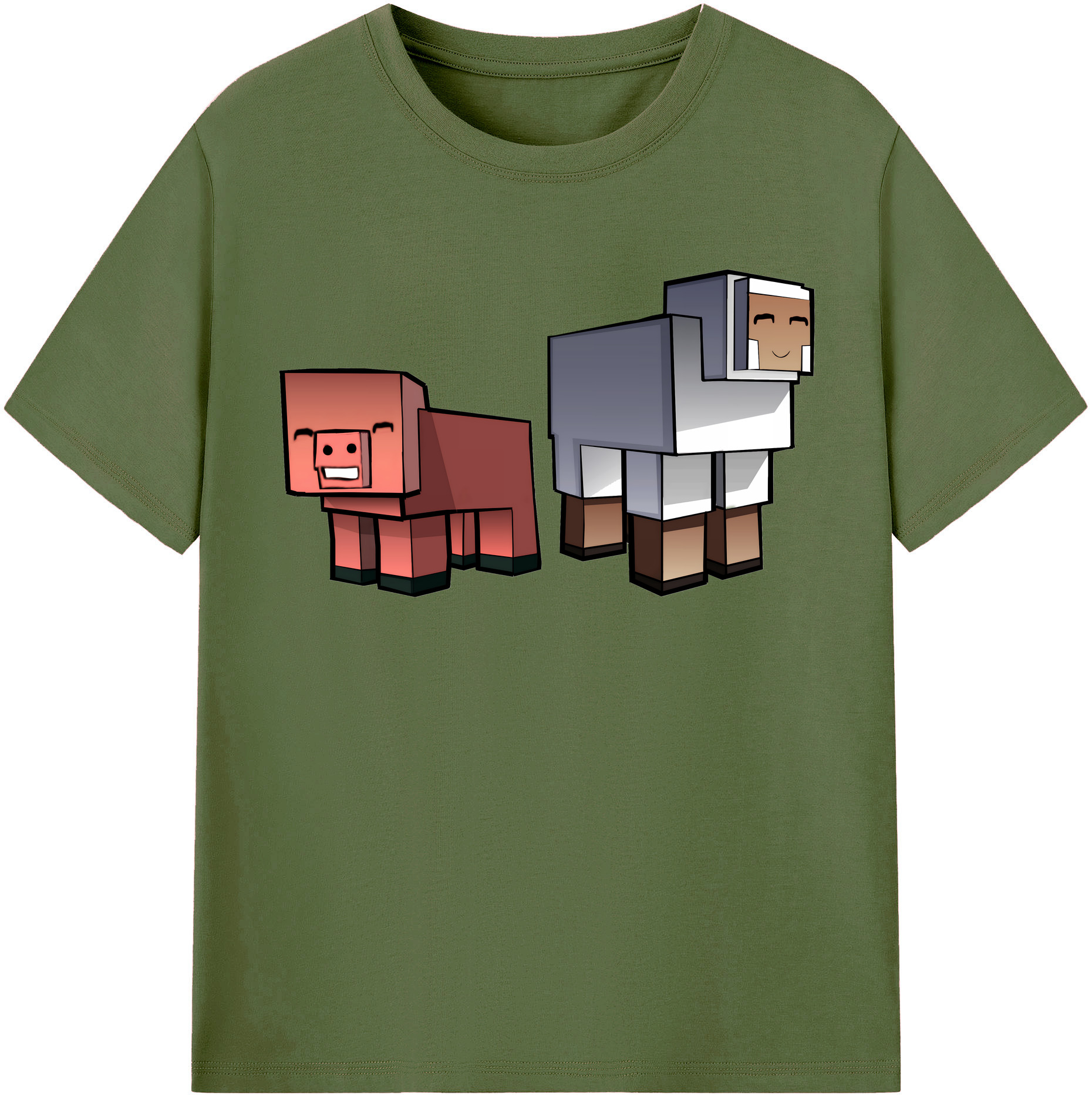 （画像用） マインクラフト ブロックの世界 Minecraft MC Block world 綿100％半袖Tシャツ（フロントプリント）